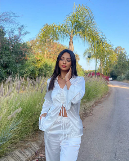 ENSEMBLE SATINÉE À NŒUDS